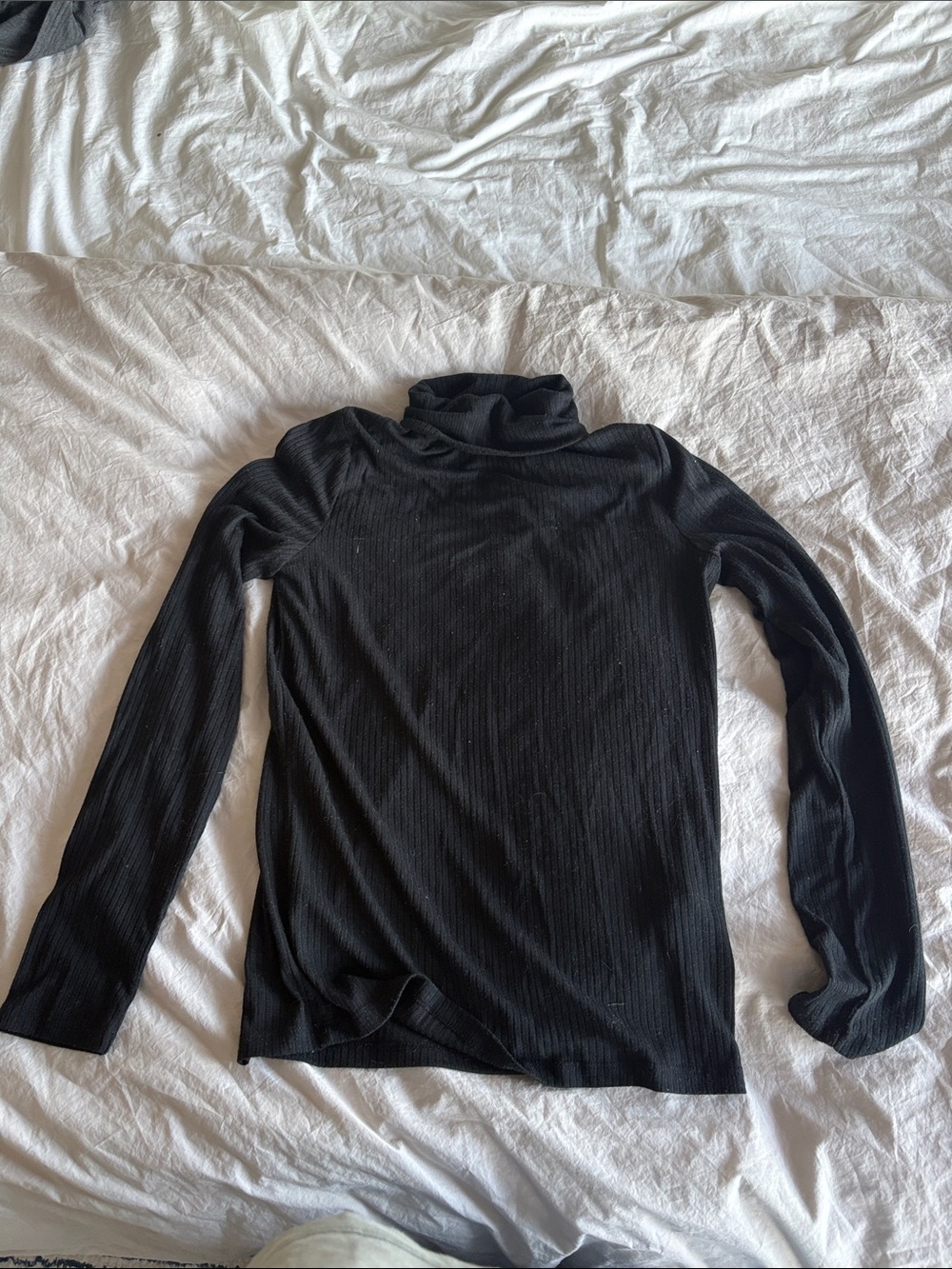 Black Ribbed Turtleneck Sweater - Women